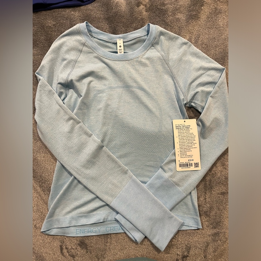 Lululemon Swiftly Tech Race* Long Sleeve 2.0 Icing Blue size 6